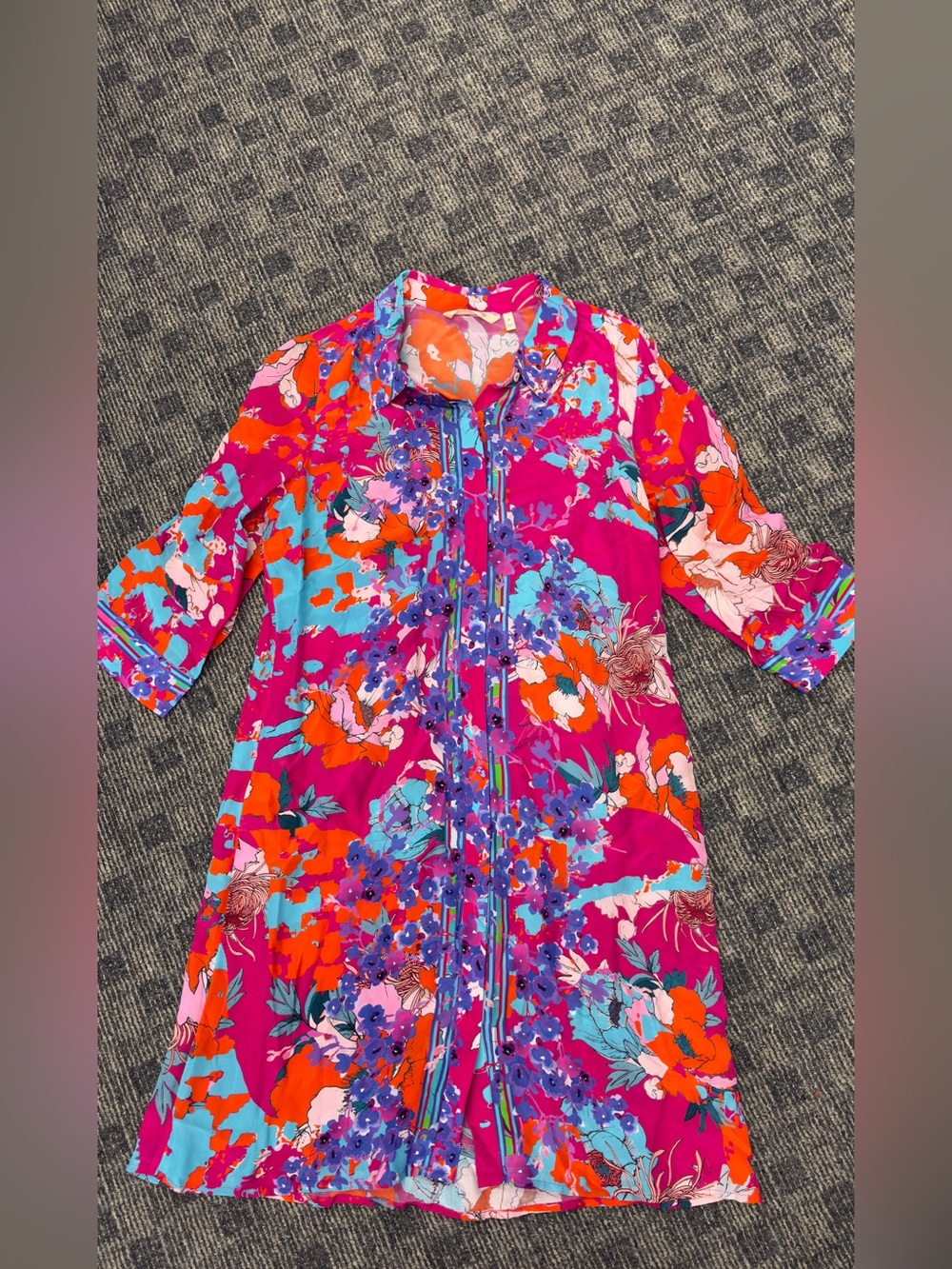 Soft Surroundings Floral‎ Tunic Dress Medium Colorful Button Front Boho